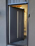 Antraciet Kunststof Voordeur met Opaal Glas, Doe-het-zelf en Verbouw, Deuren en Horren, Kunststof, Buitendeur, 200 tot 215 cm