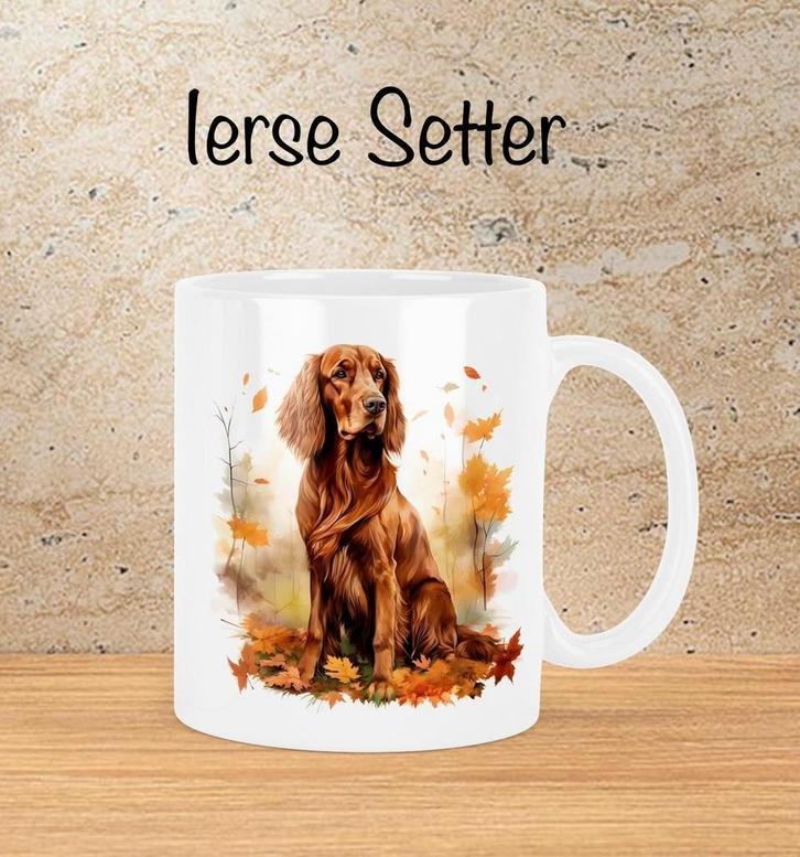 Ierse Setter Herfstmok, Huis en Inrichting, Keuken | Servies, Nieuw, Kop(pen) en/of Schotel(s), Overige stijlen, Verzenden