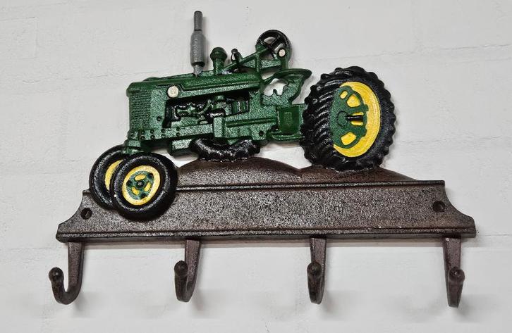 kapstok / JOHN DEERE / 4 haken / tractor / gietijzer, Tuin en Terras, Tuinwanddecoratie, Nieuw, Ophalen of Verzenden