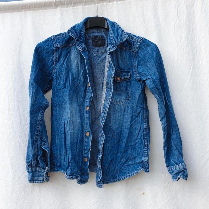 Stoer spijker overhemd mt 134/140 merk Hema, Kinderen en Baby's, Kinderkleding | Maat 134, Zo goed als nieuw, Jongen, Overhemd of Blouse