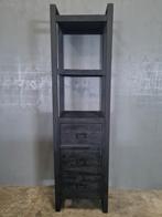 Boekenkast zwart mangohout met laden, Huis en Inrichting, Kasten | Boekenkasten, 25 tot 50 cm, 150 tot 200 cm, Ophalen