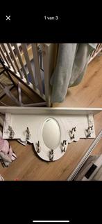 Brocante zware witte kapstok met spiegel, Huis en Inrichting, Woonaccessoires | Kapstokken, Zo goed als nieuw, Minder dan 100 cm