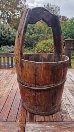 Houten emmer wateremmer bloembak, Ophalen, Gebruikt, Rond, Hout