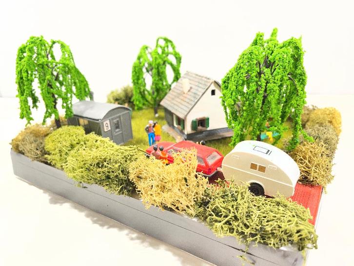 Diorama 1: Landelijk huisje, Faller, Wiking, Noch en Preiser, Hobby en Vrije tijd, Modeltreinen | H0, Gebruikt, Brug, Tunnel of Gebouw