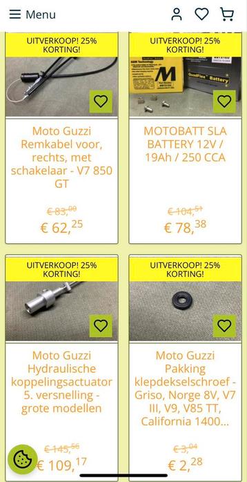 UITVERKOOP MOTO GUZZI ONDERDELEN beschikbaar voor biedingen
