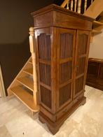 Teakhouten Spijlenkast met deuren en lades, Huis en Inrichting, Kasten | Kledingkasten, Gebruikt, Teakhout, 150 tot 200 cm, 25 tot 50 cm