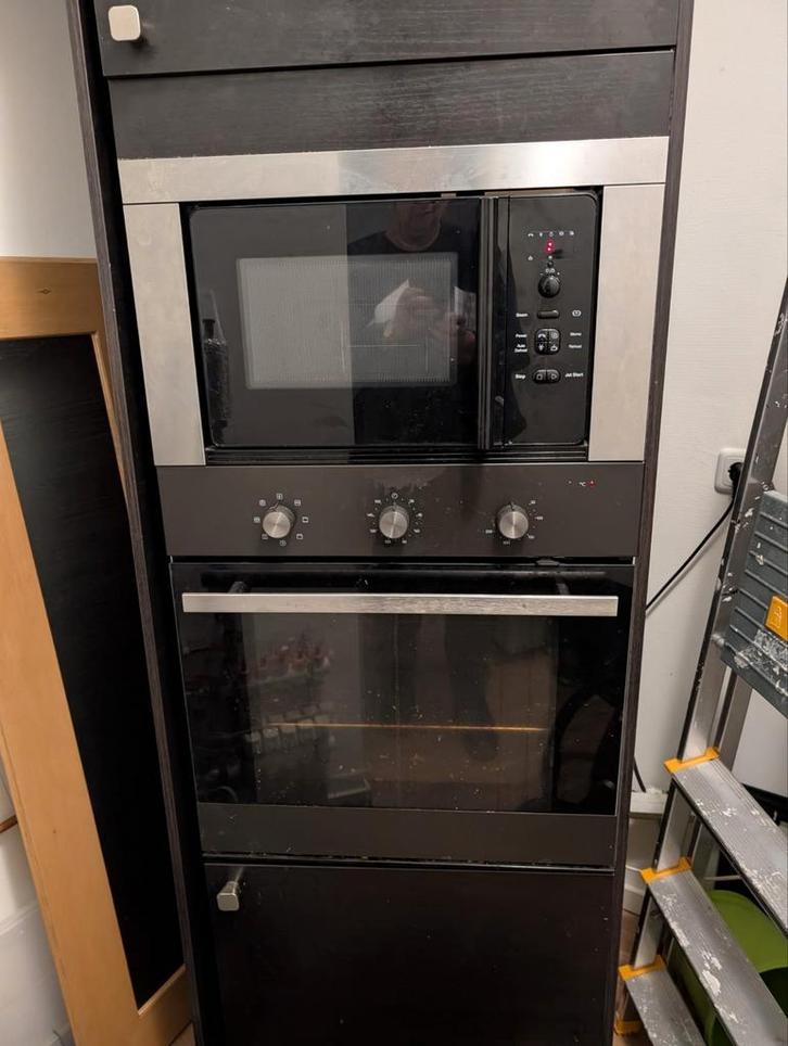 Kast met inbouw oven en magnetron, Witgoed en Apparatuur, Ovens, Gebruikt, Inbouw, Oven met grill, 60 cm of meer, 45 tot 60 cm
