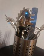 Bestekset met houder, Huis en Inrichting, Gebruikt, Ophalen of Verzenden, Rvs of Chroom, Vaatwasserbestendig