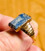 Antieke gouden ring 9 kt-blauwe steen mt.18.7, Verzenden, Goud, Ring