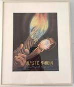 ingelijste mid century vintage horloge advertentie Ulysse, Ophalen of Verzenden, Gebruikt, Reclamebord