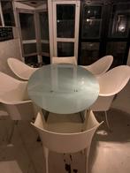 Glazen ovale tafel, Ophalen, Gebruikt, 100 tot 150 cm, 50 tot 75 cm