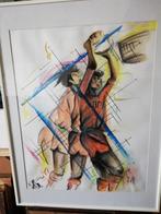 Korfbal. Aquarel/pastel. Paul. 1990. 60/80 cm., Sport en Fitness, Korfbal, Ophalen, Zo goed als nieuw, Overige typen