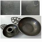 Vintage Tinnen Bonbonschaal & Kandelaar - Gemerkt, Ophalen of Verzenden