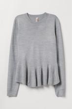 Stijlvolle Lichtgrijze Peplum Trui H&M - Maat XS - Als Nieuw, Ophalen of Verzenden, Zo goed als nieuw, Grijs