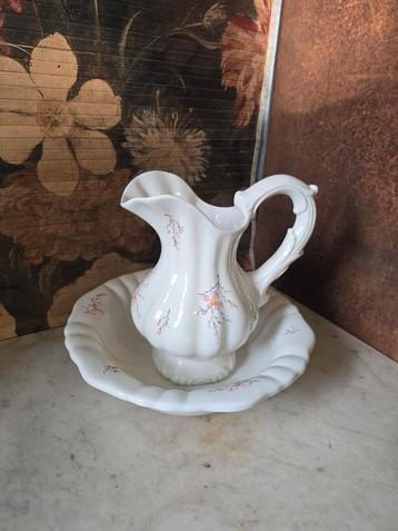 Brocante lampetstel roze bloemetjes beschikbaar voor biedingen