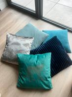 Set blauwe kussens, Ophalen of Verzenden, Zo goed als nieuw, Blauw, Vierkant