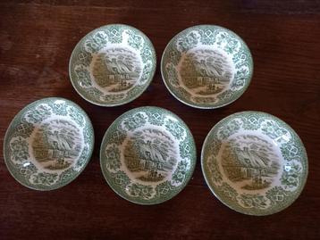 5 groene schaaltjes, Stafforshire, Iron Stone tableware beschikbaar voor biedingen