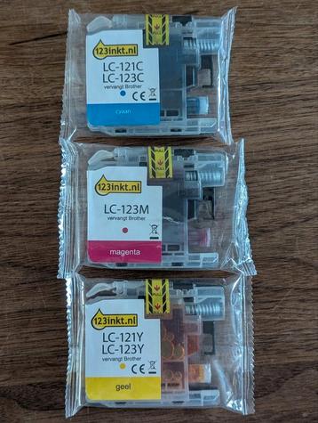 Brother LC-123C, LC-123M en LC-123Y cartridges en reiniging- beschikbaar voor biedingen