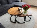 Bijzettafel hout en staal, Ophalen, Hout, Minder dan 55 cm