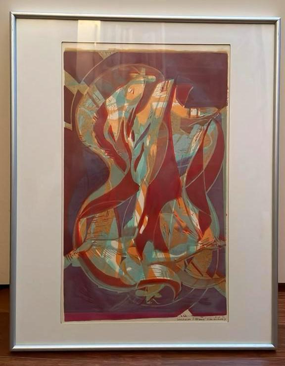 Unieke lino op papier van Mathilde de Hollander, Antiek en Kunst, Kunst | Litho's en Zeefdrukken, Ophalen