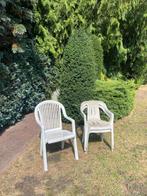 3 tuinstoelen wit, Ophalen, Gebruikt, Kunststof