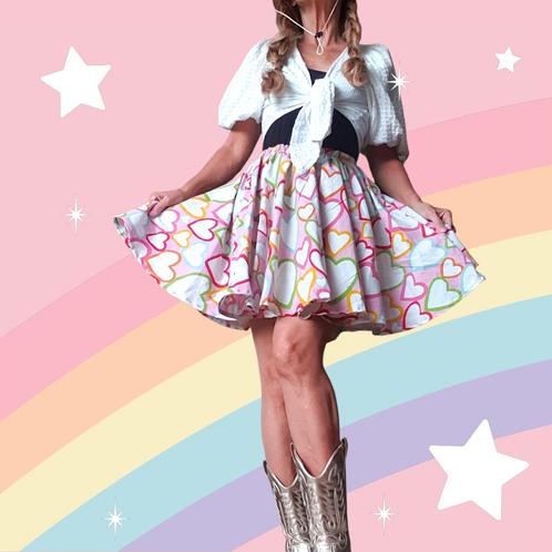 Vrolijk hartjes rokje swingrok skaterok recycled materiaal, Kleding | Dames, Carnavalskleding en Feestkleding, Nieuw, Kleding