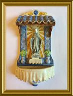 Oude grote majolica wijwaterbak, wijwatervat, Antiek en Kunst, Antiek | Religie, Ophalen of Verzenden