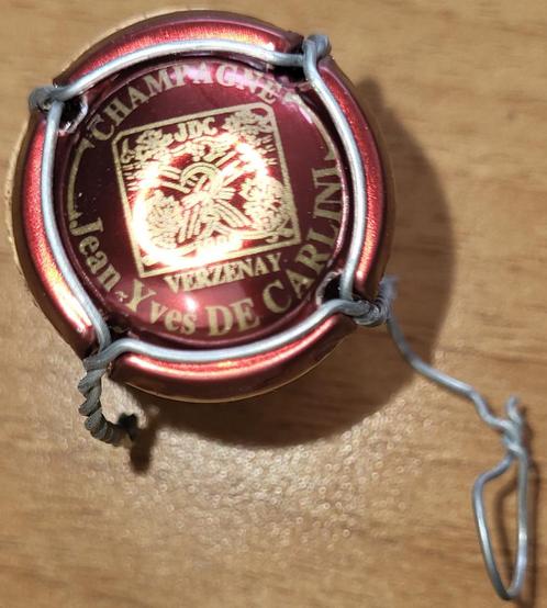Champagnecapsule en kurk DE CARLINI bordeaux & goud nr.08, Verzamelen, Wijnen, Nieuw, Champagne, Frankrijk, Ophalen of Verzenden