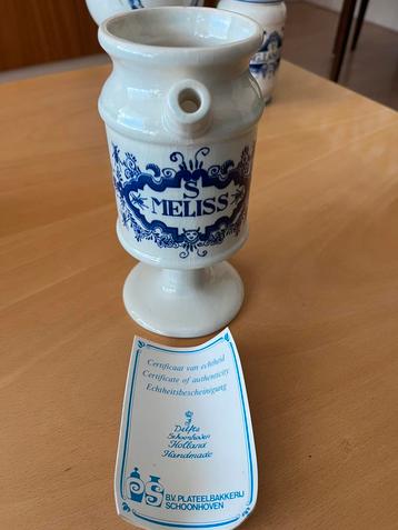 Delfts Blauwe Apothekerspot S. Meliss met Certificaat stroop beschikbaar voor biedingen