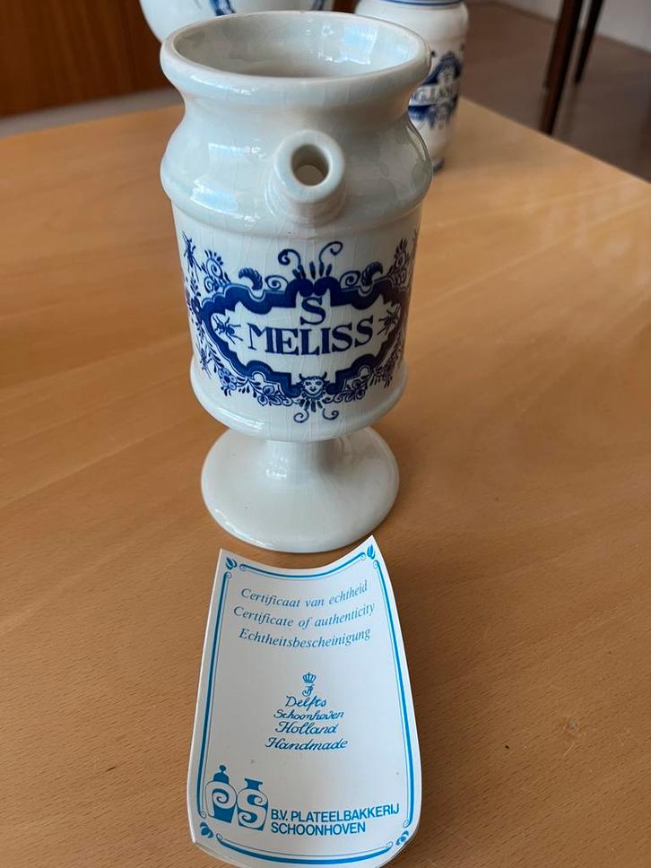 Delfts Blauwe Apothekerspot S. Meliss met Certificaat stroop, Antiek en Kunst, Antiek | Keramiek en Aardewerk, Ophalen of Verzenden
