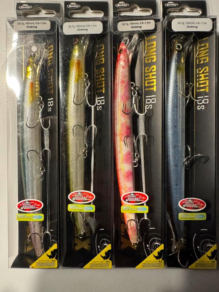 set met 4 stuks berkley dex longshot pluggen 18cm en 28,7 gr, Watersport en Boten, Hengelsport | Zeevissen, Nieuw, Haak, Ophalen of Verzenden