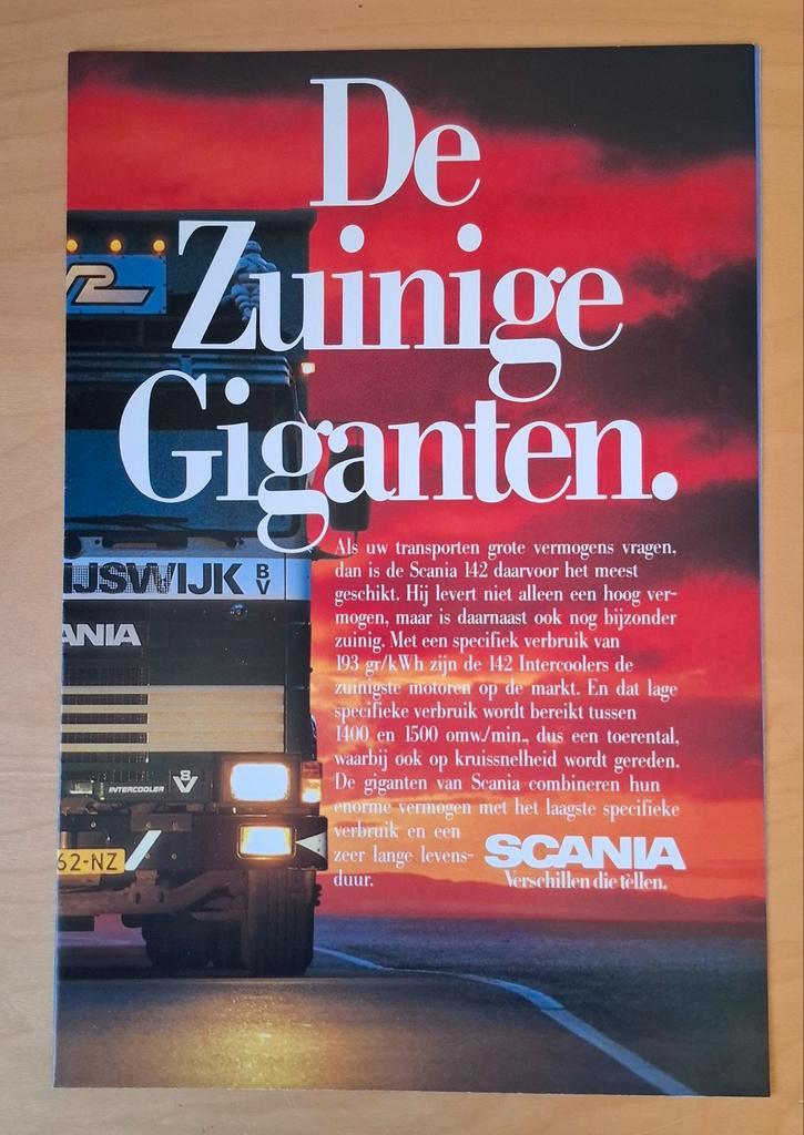 Folder/poster Scania giganten 142h V8, Boeken, Auto's | Folders en Tijdschriften, Zo goed als nieuw, Overige merken, Ophalen of Verzenden