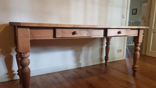 Eettafel of bureautafel met 2 laden, Huis en Inrichting, Tafels | Sidetables, Gebruikt, 25 tot 50 cm, 150 tot 200 cm, Rechthoekig