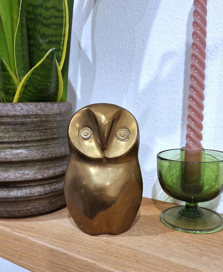 Prachtige vintage abstracte messing uil, Verzamelen, Retro, Huis en Inrichting, Ophalen of Verzenden