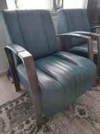 2 leren fauteuils, Huis en Inrichting, Fauteuils, Ophalen, Gebruikt, Minder dan 75 cm, Leer