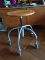Vintage industriële architecten atelier werk school kruk, Ophalen of Verzenden, In hoogte verstelbaar, Gebruikt, Staal