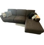 Mooie bank met chaise lounge donkerbruin, Ophalen, Gebruikt, 150 tot 200 cm, Driepersoons