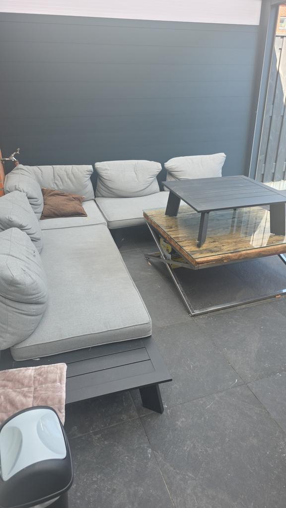 Aluminium tuinset / loungeset met kussens, Tuin en Terras, Tuinsets en Loungesets, Zo goed als nieuw, Loungeset, Aluminium, 5 zitplaatsen