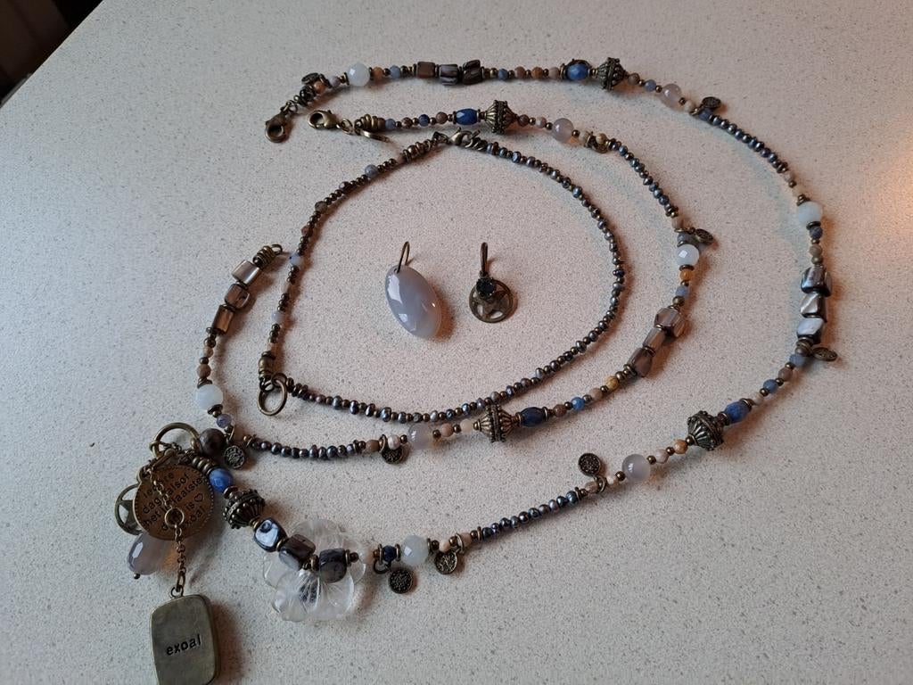 Verstelbare ketting / armband merk: Exoal., Overige materialen, Verstelbaar, Blauw, Ophalen of Verzenden