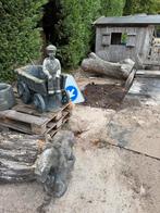 Betonnen Boer op Paardenwagen Tuinbeeld, Ophalen, Gebruikt, Beton, Mensenbeeld