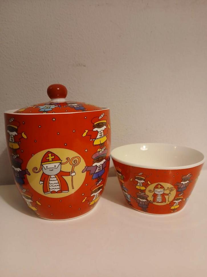 Sinterklaas snoeppot en bakje, Huis en Inrichting, Keuken | Servies, Zo goed als nieuw, Overige typen, Overige stijlen, Ophalen