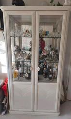 Prachtige Vitrinekast met spiegel Italiaanse design crème., Huis en Inrichting, Kasten | Vitrinekasten, Ophalen, Met deur(en)