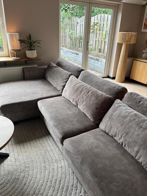 3 zits + longchair bank | 2 jaar oud | champagne, Huis en Inrichting, Banken | Complete zithoeken, Zo goed als nieuw, Stof, Ophalen