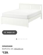 Songesand bed ikea 140x200, Ophalen, Wit, Tweepersoons, 140 cm