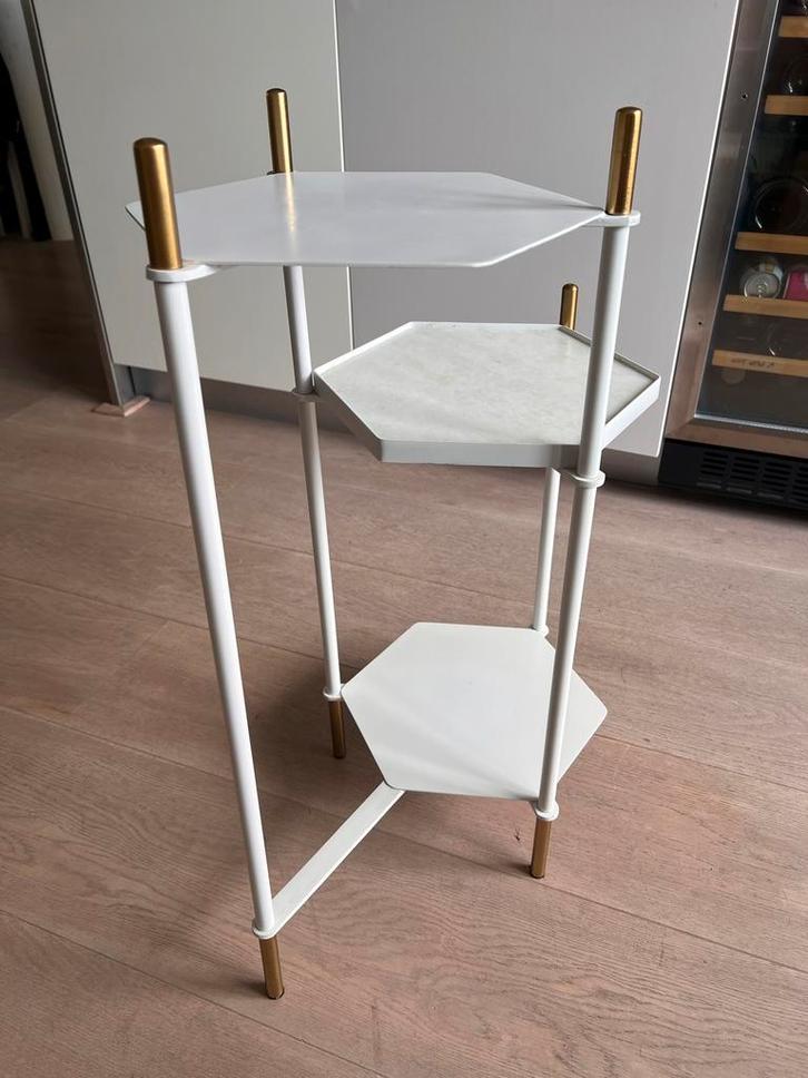 Zuiver Bijzettafel Honeycomb - Marmer & Goud, Huis en Inrichting, Tafels | Bijzettafels, Zo goed als nieuw, Overige vormen, 45 tot 60 cm