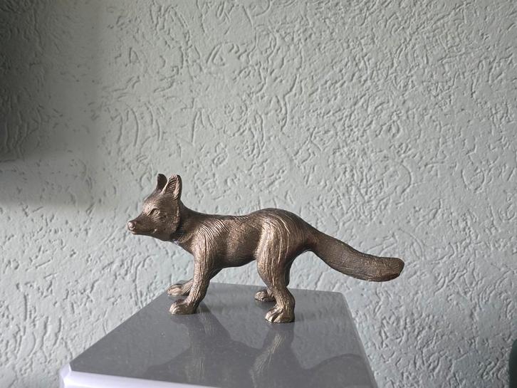 Bronskleurig Vosje met Gat  voor een dun kaarsje, Antiek en Kunst, Kunst | Designobjecten, Ophalen of Verzenden
