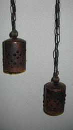 vintage hanglampen glas-messing, Ophalen of Verzenden, Gebruikt, Glas, Minder dan 50 cm