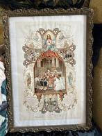 Franse communie prent baptist 1889 schilderij lijst brocante, Ophalen of Verzenden