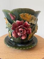 Art Nouveau (Jugendstil) Bloemenpot met Roos, Antiek en Kunst, Ophalen of Verzenden