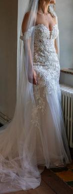 Prachtige Trouwjurk maat 38, kant, glitters, champagne kleur, Kleding | Dames, Trouwkleding en Trouwaccessoires, Ophalen, Nieuw